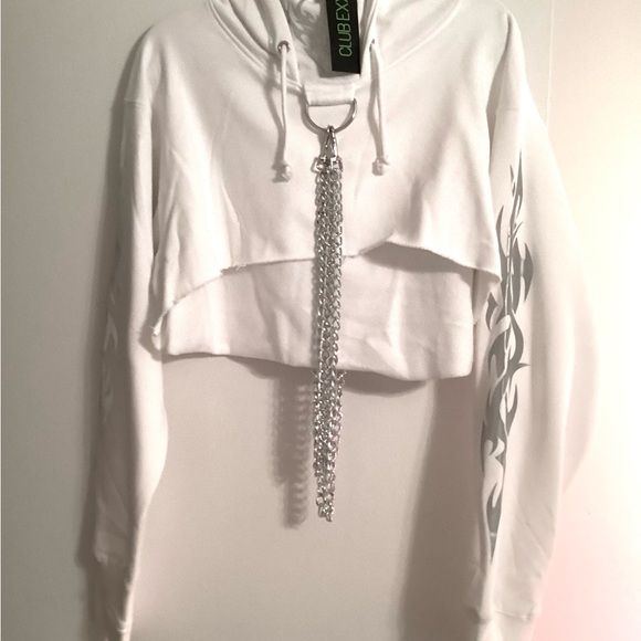 NWT Dolls Kill Mark of The Beast Cropped Chain Hoodie - Picture 3 of 8